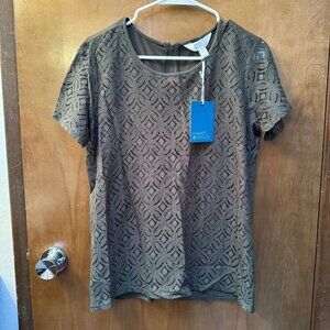 Market & Spruce Olive Green Crochet Front Top